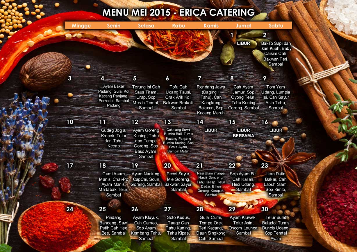 Menu Erica Catering Mei 2015